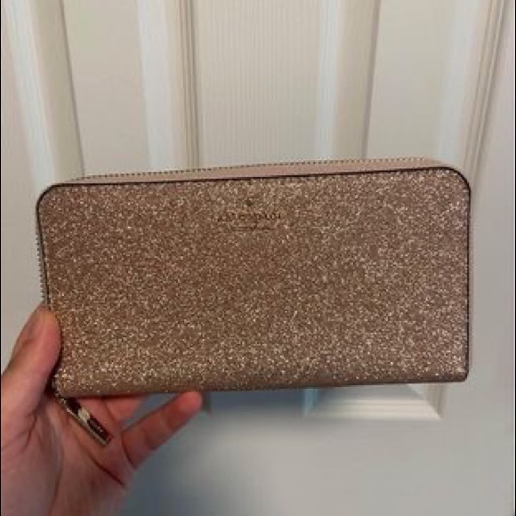 kate spade Handbags - Kate Spade Rose Gold Glitter Wallet